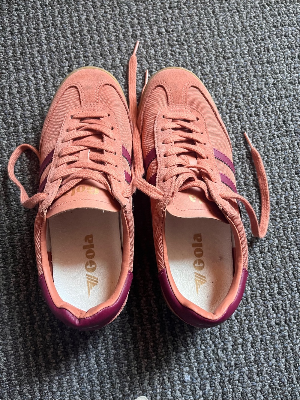 Gola Women's Coral Sneakers with Plum Stripes - Picture 2 of 4